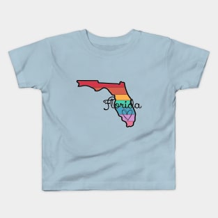 Florida Rainbow Sunshine State Outline Love Kids T-Shirt